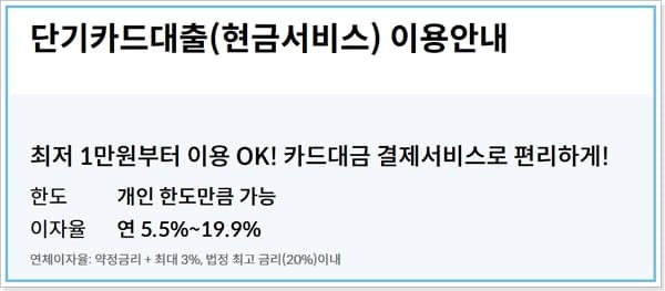 신한카드 현금서비스(단기카드) 대출한도, 결제일, 리볼빙, 금리, 상환방법, 제출서류 383 2