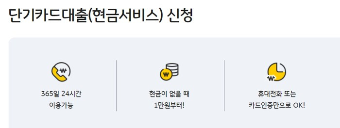 국민카드 단기카드대출 이용조건, 수수료, 인출한도, 상환방법 일부결제금액이월약정결제비율, 금리인하권 289 2