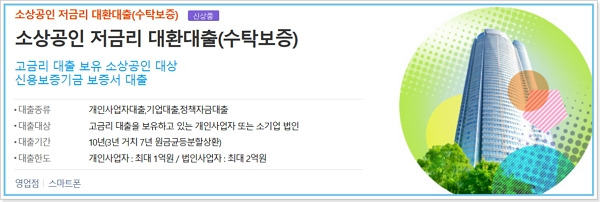 우리은행 소상공인저금리대환대출 자격조건, 한도, 금리, 기간, 수탁보증 575 2